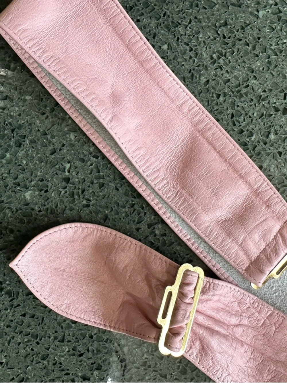 80s 90s Vintage Women's Pink Leather Belt with Pink Flower Buckle